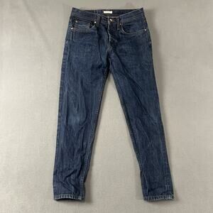 The Unbranded Brand Jeans Mens 31X29 Blue Relaxed Tapered Selvedge Button Fly